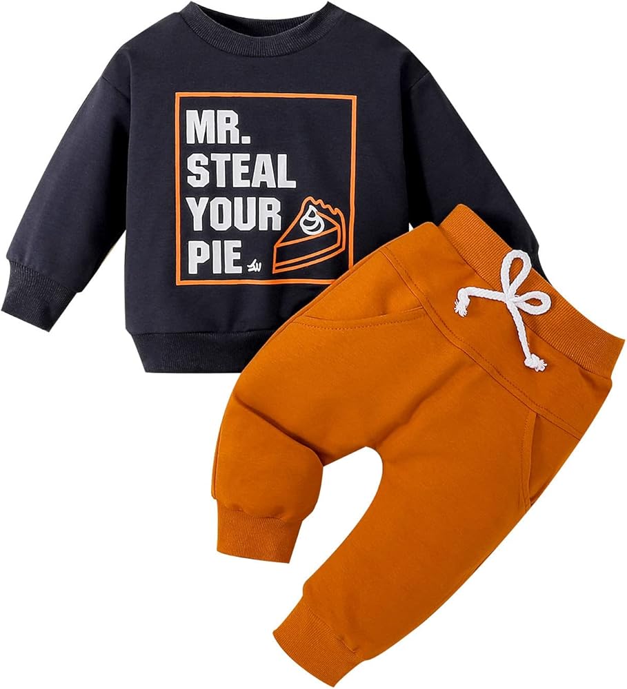 Kids Clothes Boys Kids Boys Casual Fashionable Long Sleeves Cute Letters Prints Sweatshirts Top Pants 2pcs Set