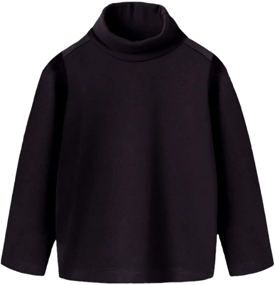 Toddler Boys Girls Long Sleeve Turtleneck T-Shirts Tops Casual Cotton Basic Solid Color Blouse Shirts