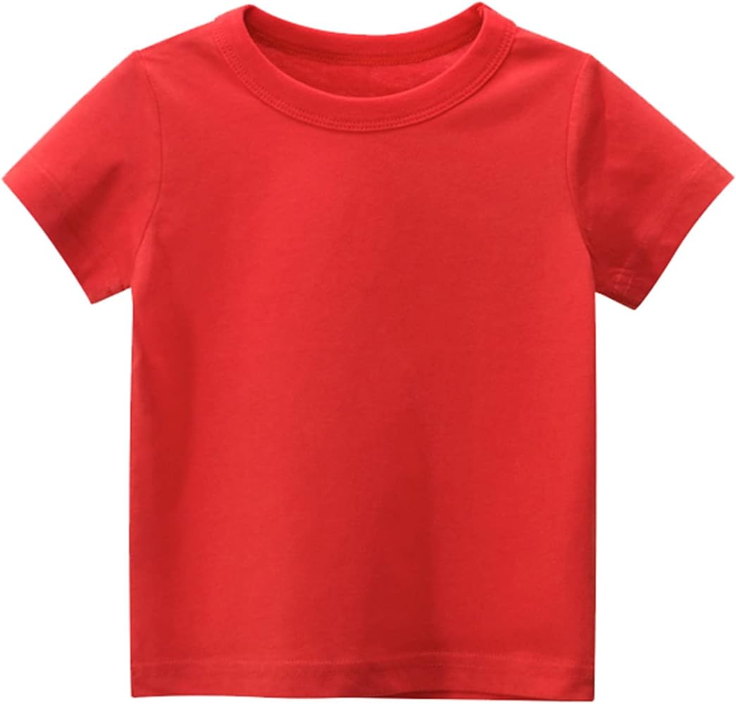 Toddler Kids Girls Boys Short Sleeve Basic T Shirt Casual Summer Tees Shirt Tops Solid Color Cute Shirts for Girls