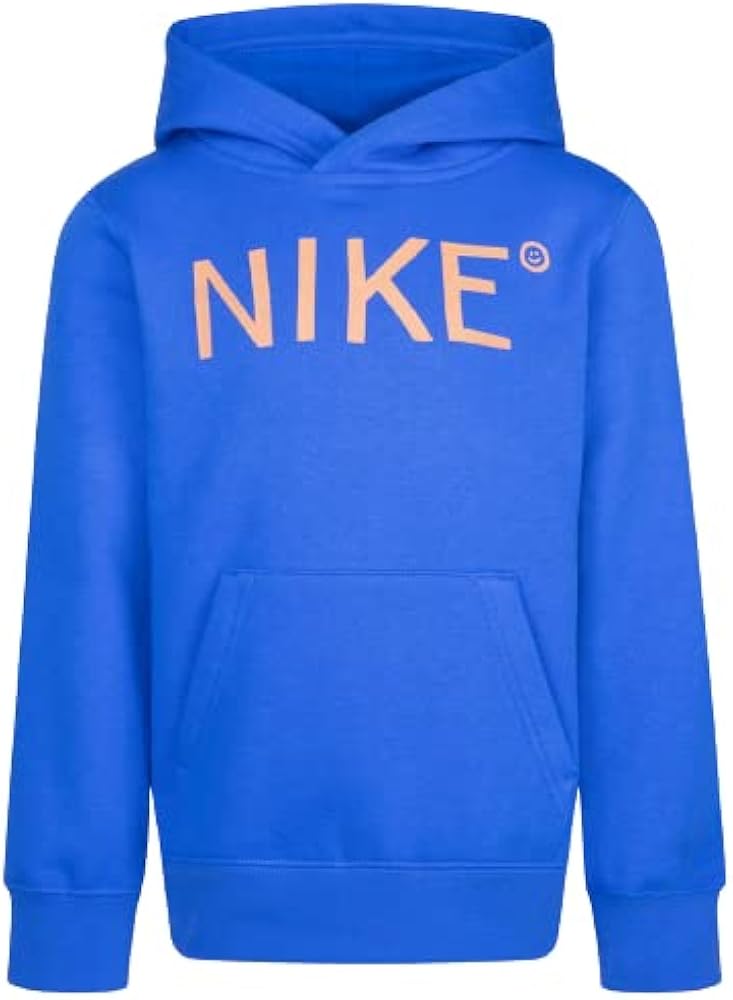 Nike Boys Wordmark Smiley Face Graphic Hoodie (as1, numeric, numeric_4, regular, Blue)