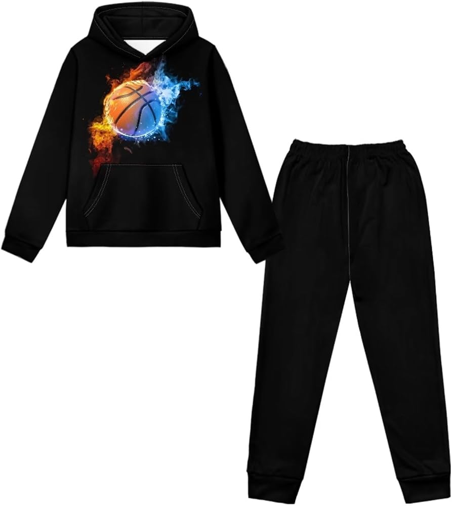 FOR U DESIGNS Boys Active Tracksuit Set Jogger Pullover Hoodies and Sweatpants Lightweight