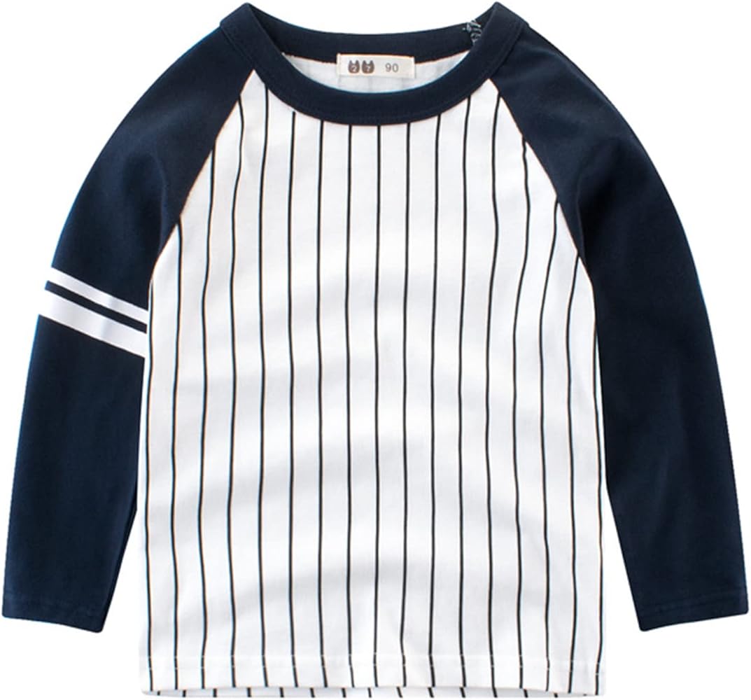 Toddler Kids Baby Boys Girls Striped Print Long Sleeve Crewneck T Shirts Tops Tee Clothes for Big Boy Long Sleeve