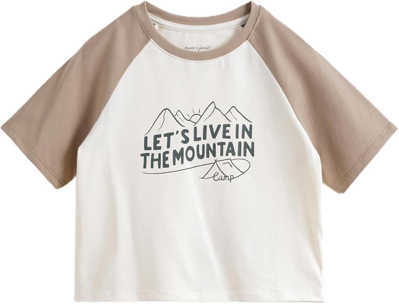 MARC&JANIE Boys Mountain System Color Clash Plunge Short Sleeve T-Shirt Tops for Summer 240578