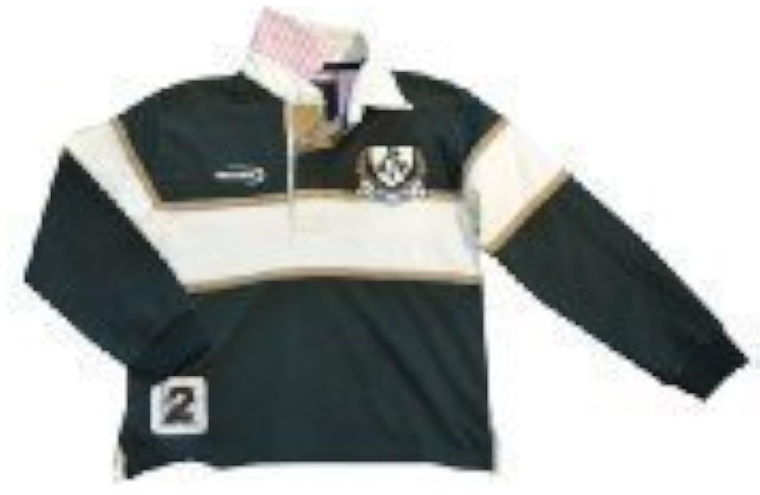 Traditional Craft Ltd. Lansdowne Bottle Green and Natural Ireland Shamrock Long Sleeve Kids Rugby Shirt