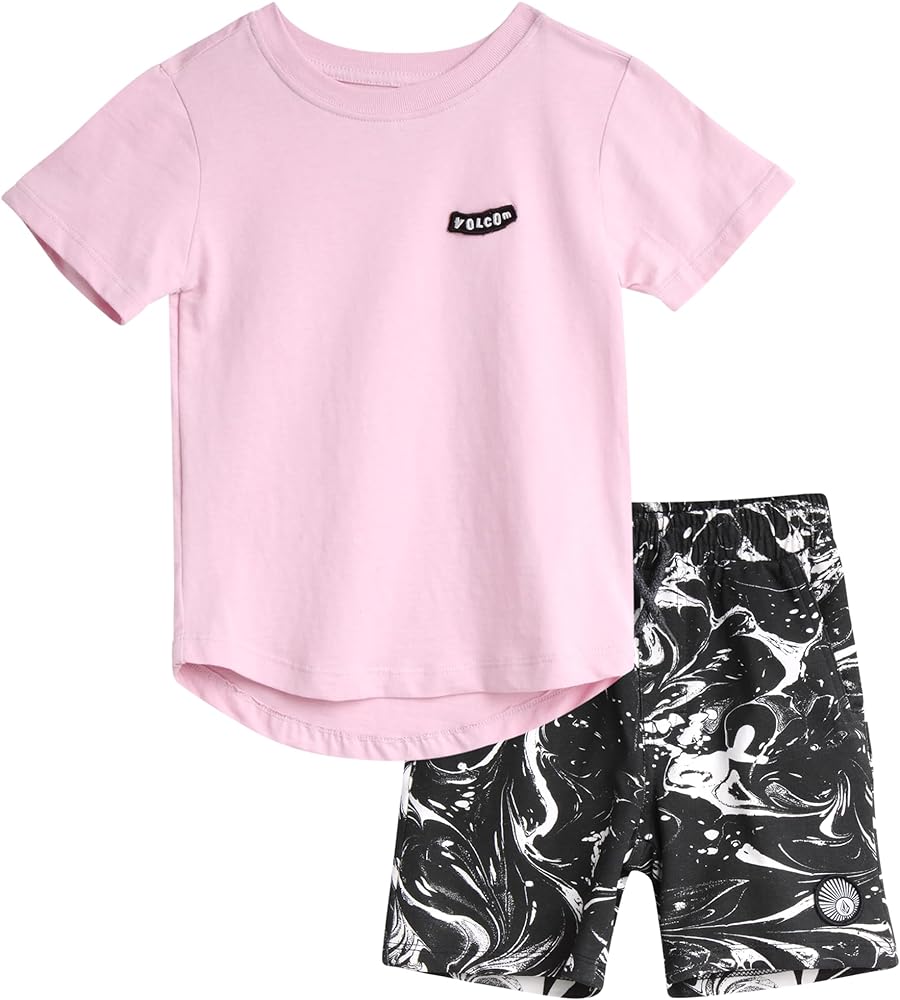 Volcom Boys' Shorts Set - 2 Piece Short Sleeve T-Shirt and French Terry Sweat Shorts - Summer Outfit Set for Boys (2T-7)