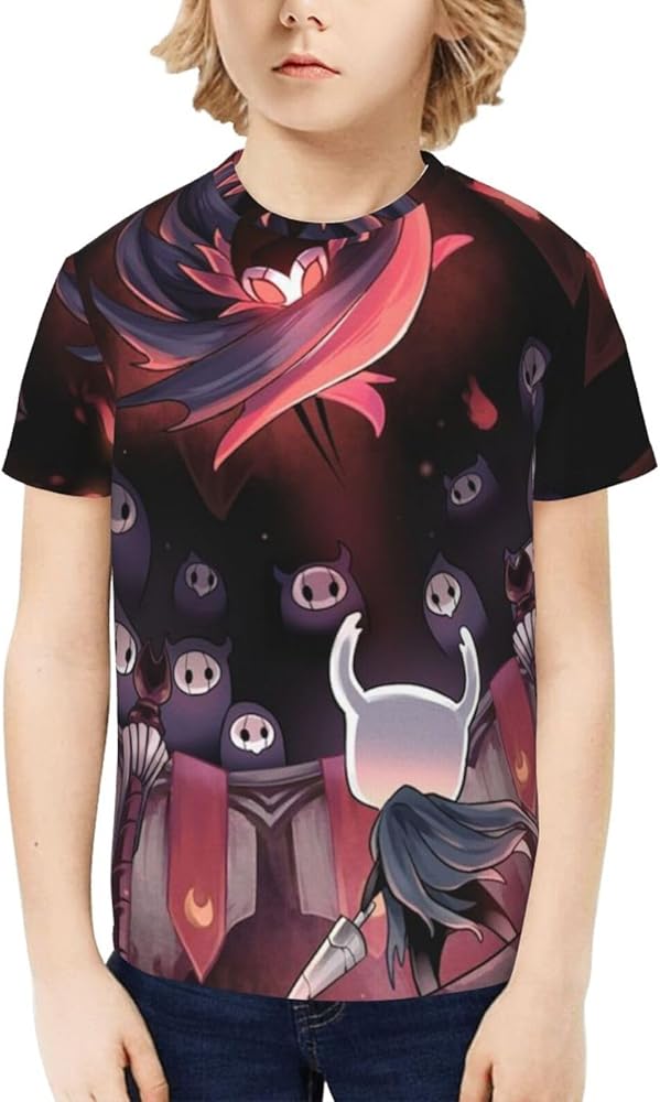 Hollow Gaming Knight Unisex Graphic T-Shirts Crewneck Summer Shirt Short Sleeve Tops Blouse for Boys Girls