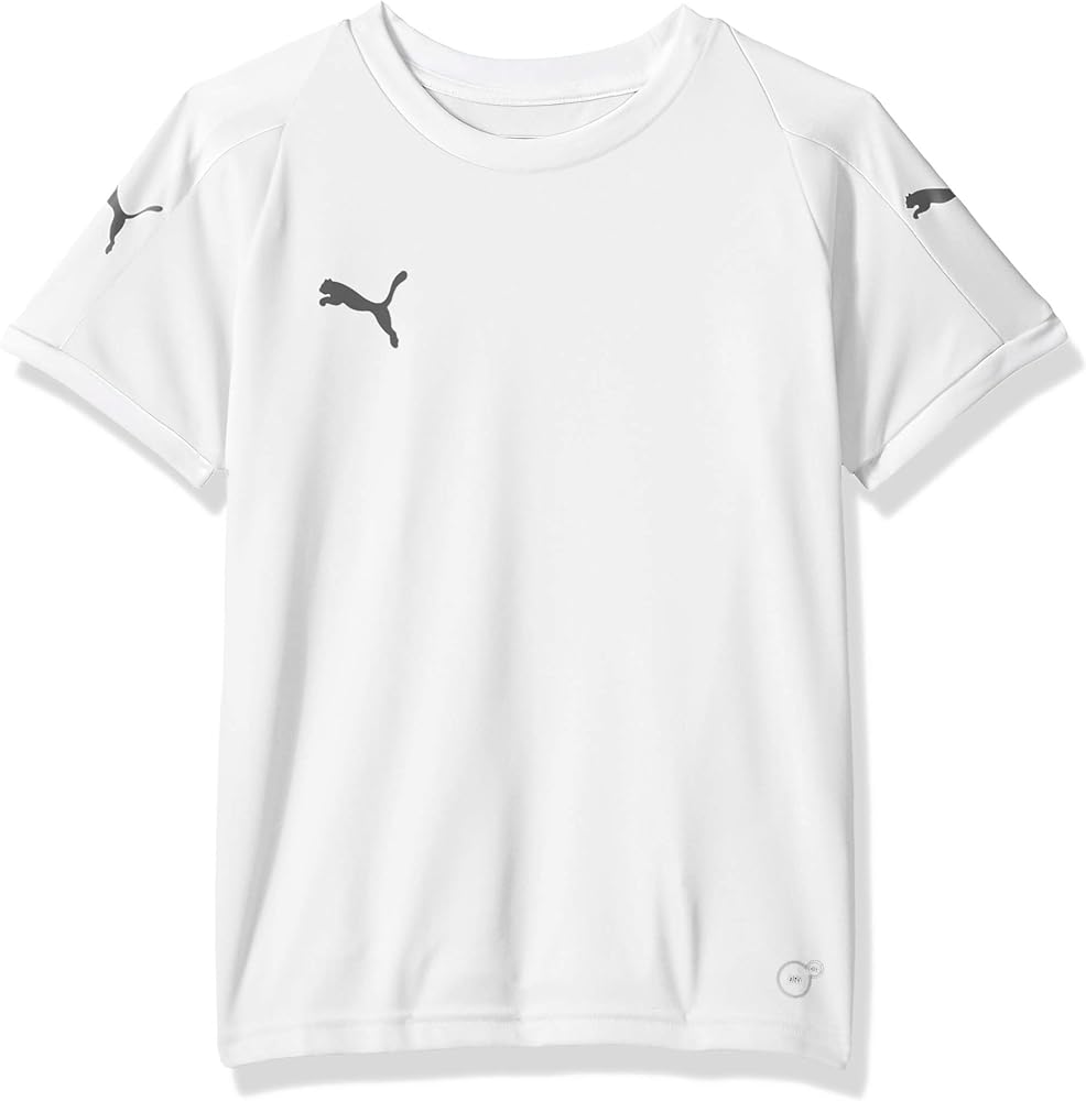 PUMA unisex child Youth Liga Jersey Shirt, Puma White/Puma White, Medium US