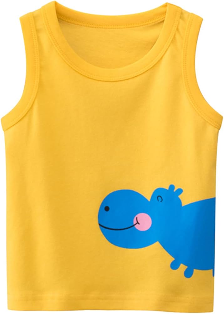 Toddler Boy Summer T Shirts Cartoon Animal Print Sleeveless Tee Kids Cute Crew Neck Vest Tops Baby Boys Summer Shirt Clothes