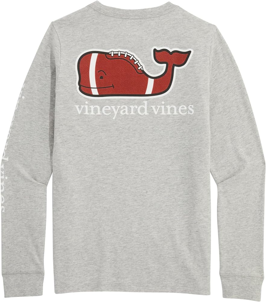 vineyard vines Boys' Long-Sleeve Football Whale Pocket Tee