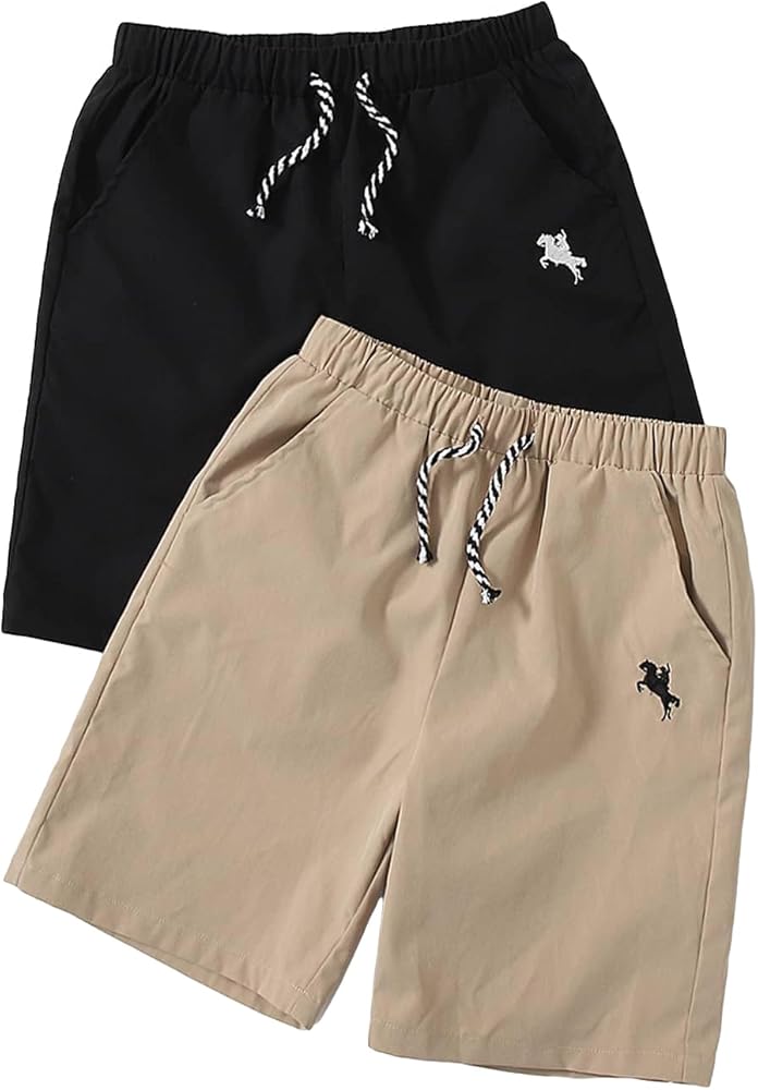 SOLY HUX Boy's Graphic Drawstring Elastic Waist Shorts 2 Piece Straight Leg Casual Shorts with Pocket