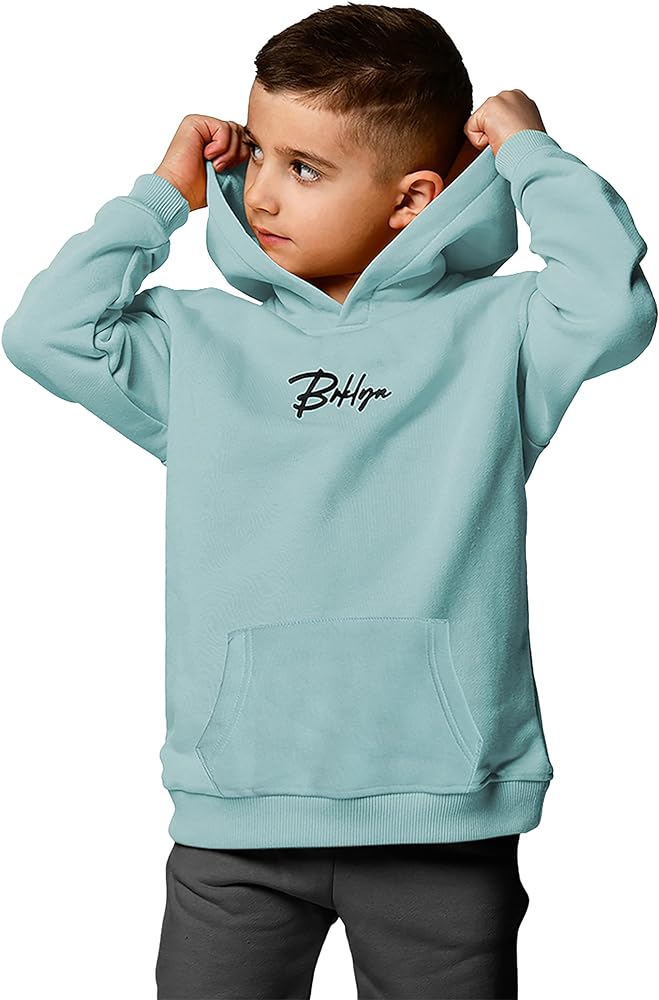 Youth Solid Classic Hoodies Soft Hooded Sweatshirts for Children Crewneck Sweatshirts (4-11 Years)