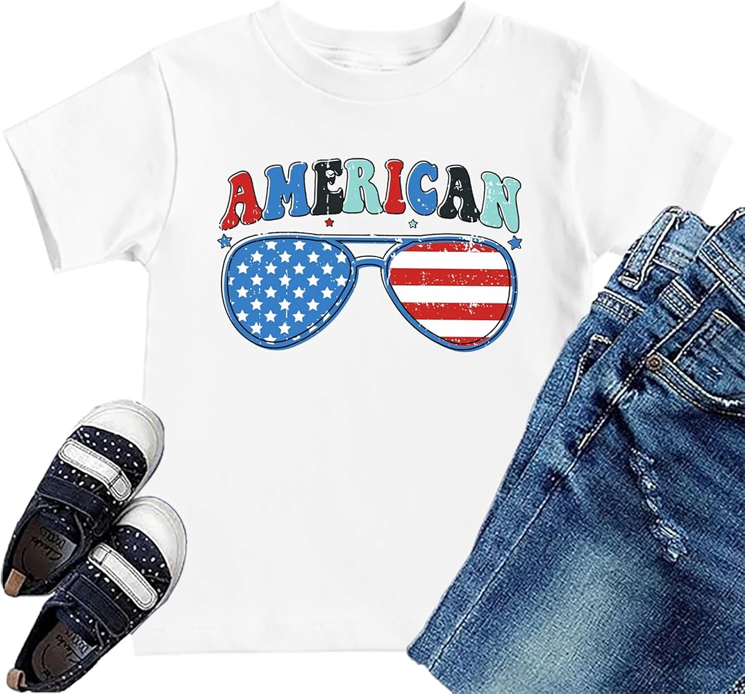 American Flag Shirt Toddler Boys Girls Patriotic Tees Shirt 4th of July T-Shirt Summer Short Sleeve Tee Tops