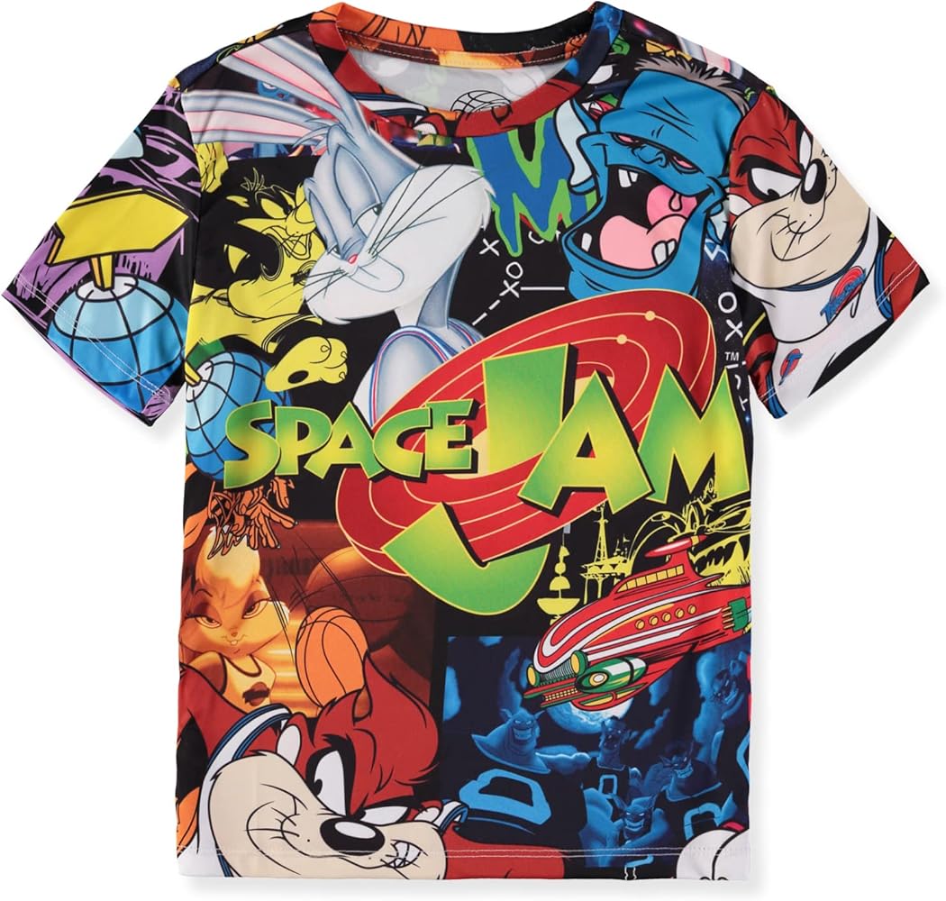 SPACE JAM Boys 4-20 Short Sleeve Classic All Over Print Graphic T-Shirt