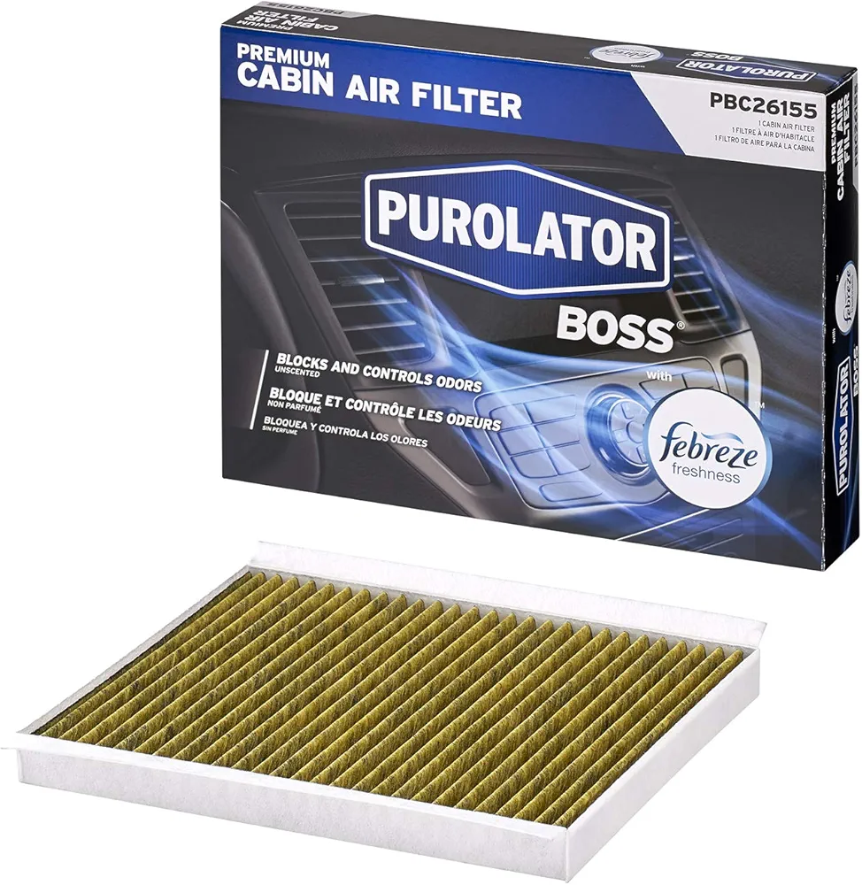 Purolator PBC26155 PurolatorBOSS Automotive Cabin Air Filter with Febreze & Activated Carbon, Car & Truck Passenger Compartment OEM Filter Replacement for Ford Explorer, Taurus, Flex, and more