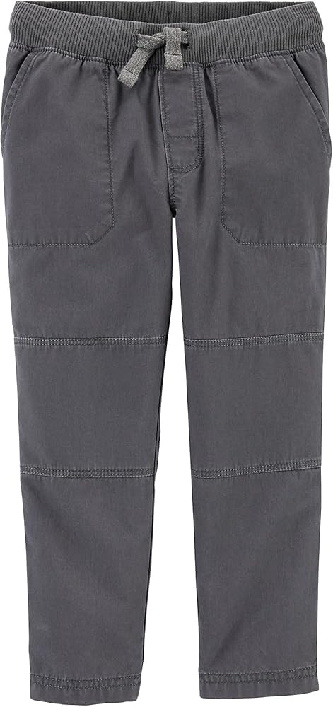 Carter's Boys 2T-7 Pull-On Reinforced Knee Poplin Pants (Grey, 2T)