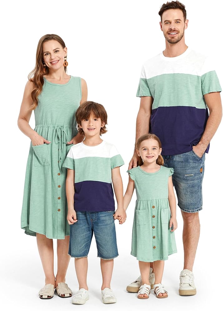 PATPAT Family Matching Outfits Mother Daughter Floral Print Sleeveless Tank Maxi Dresses and Short-Sleeve T-Shirts Set