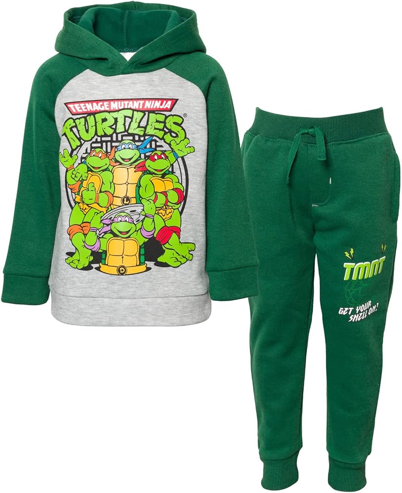 Teenage Mutant Ninja Turtles Fleece Pullover Hoodie and Pants Outfit Set Toddler to Big Kid Sizes (2T - 18-20)