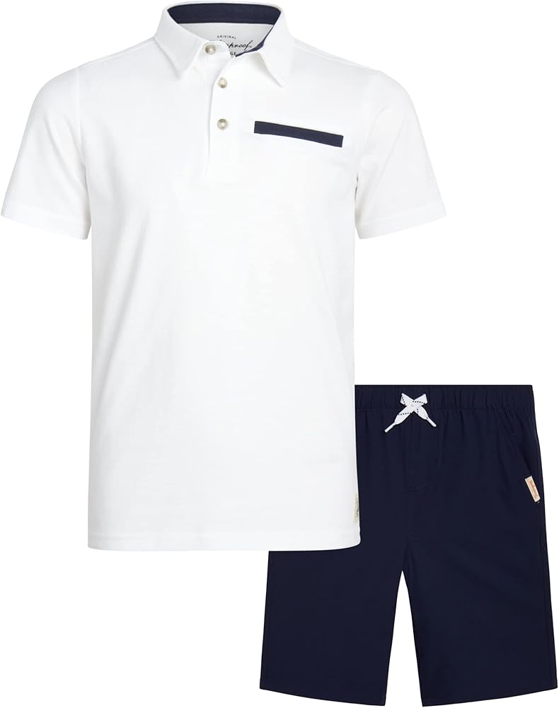 Weatherproof Vintage Boys' Shorts Set - 2 Piece Short-Sleeve Polo Shirt and Tech Shorts (Size: 2T-8)