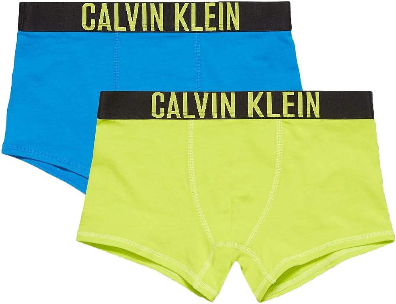 Calvin Klein Boy's 2 Pack Cotton Trunks (Lime Punch(1220-305)/Directoire Blue, X-Large)