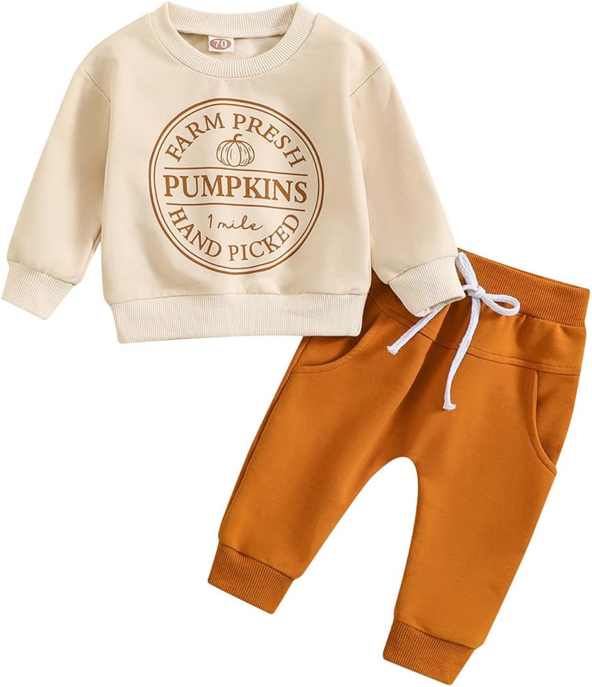 Toddler Fall Clothes Toddler Boys Long Sleeve Halloween Pumpkin Prints Tops And Pants Child Kids 2PCS Set&Outfits