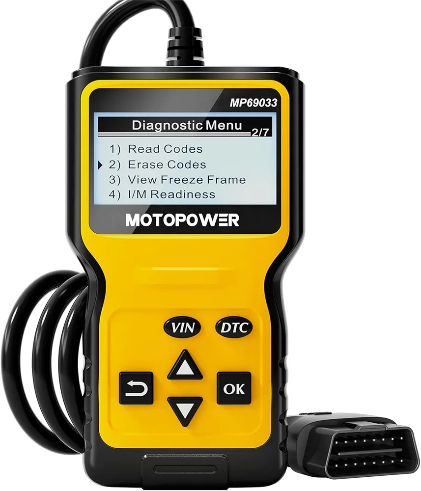 MOTOPOWER MP69033 Car OBD2 Scanner Code Reader Engine Fault Scanner CAN Diagnostic Scan Tool for All OBD II Protocol Cars Since 1996, Yellow