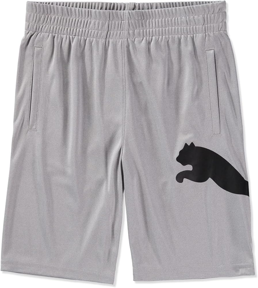 PUMA Boys' Core Essential Athletic Shorts (Small, Light Heather Grey Black)