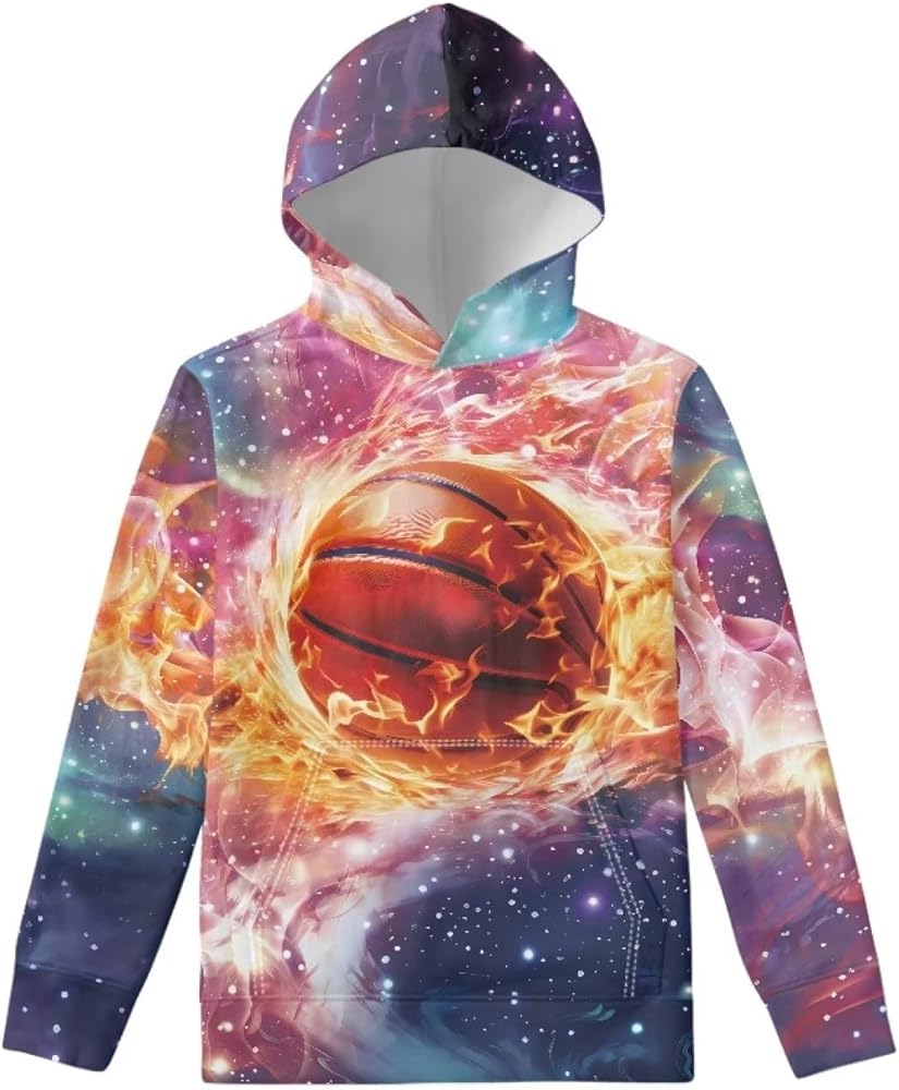 WELLFLYHOM Boys Hooded Sweatshirts Hoodie Pullover Cool Graphic Crewneck Blouses Size 6-16