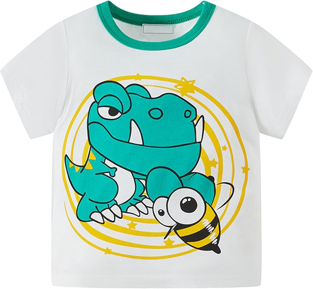 Summer Toddler Boys Short Sleeve Tops Dinosaur Letter Prints T Shirt Tops Thermal Shirts for Boys Girls