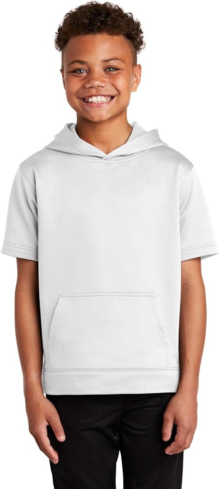 Sport-Tek Youth Sport-Wick Fleece Short Sleeve Pullover. YST251 M White