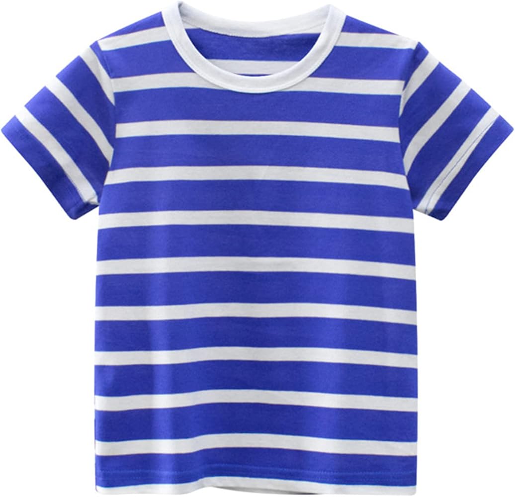 Unisex Infant Fashion Crew Neck T-Shirt Tops Kids Short Sleeve Tees Shirts for Boys Girls Summer Cute Stripe Comfy Clothes