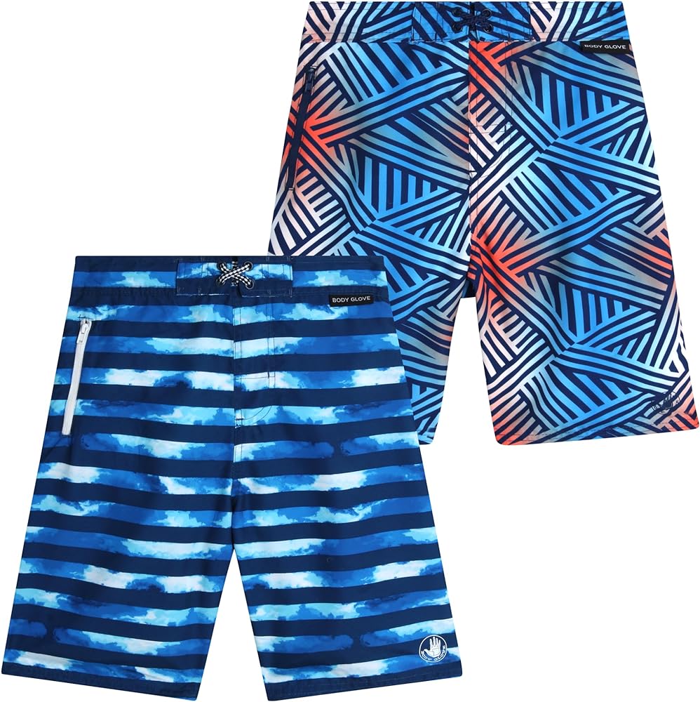 Body Glove Boys' Board Shorts – 2 Pack UPF 50+ Quick Dry Bathing Suit Swim Trunk (Size: 8-18)