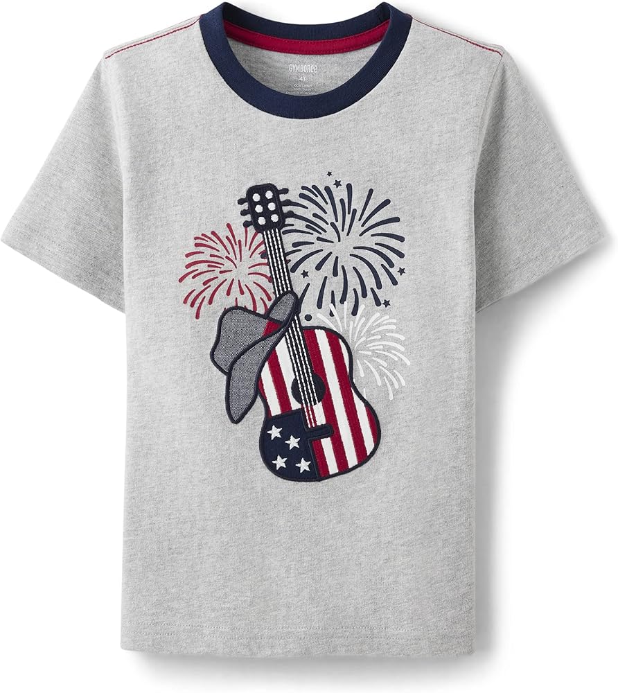 Gymboree Boys' and Toddler Spring and Summer Embroidered Graphic Short Sleeve T-Shirts