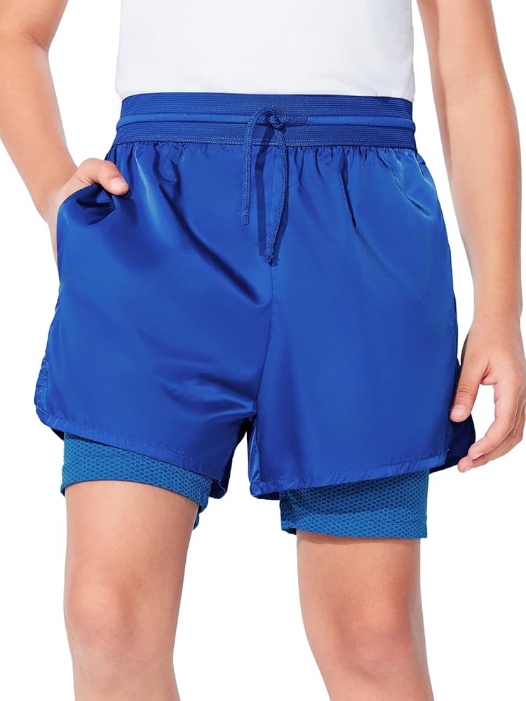 Haloumoning Boys 2 in 1 Running Shorts with Liner and Phone Pockets 5-14 Years