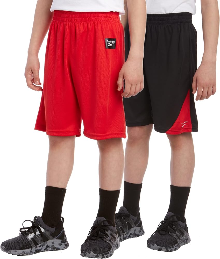 Reebok Boys’ Active Shorts – 2 Pack Athletic Performance Dry Fit Gym Basketball Shorts (S-XL)