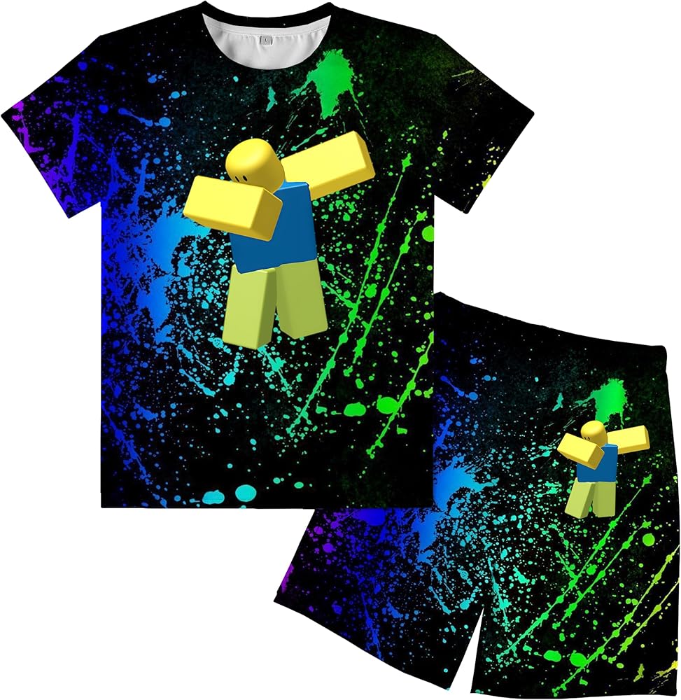 Cartoon Game T-Shirt Shorts Sets Fashion Short Sleeves Shirt Suit For Boys And Girls