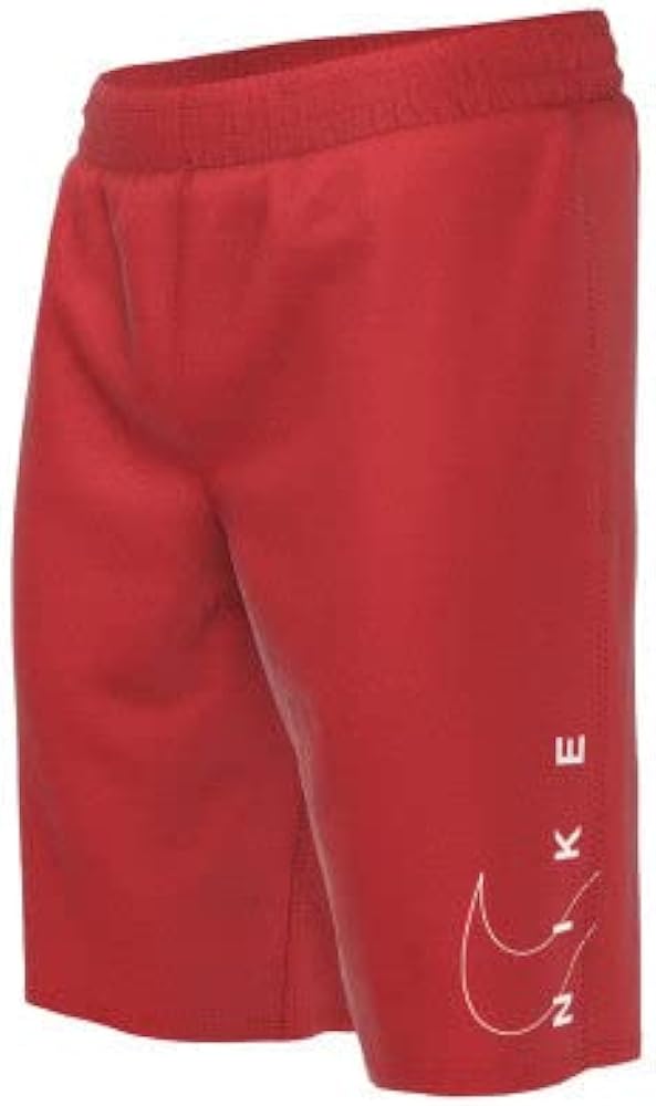 Nike Swim Boys' Split Logo Lap 8" Volley Shorts University Red, Medium, Red