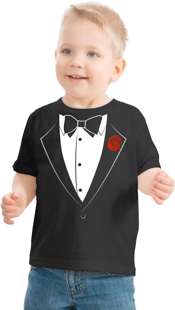 Ann Arbor T-shirt Co. Big Boys' Tuxedo Tee | Kid's Wedding Youth & Toddler Shirt