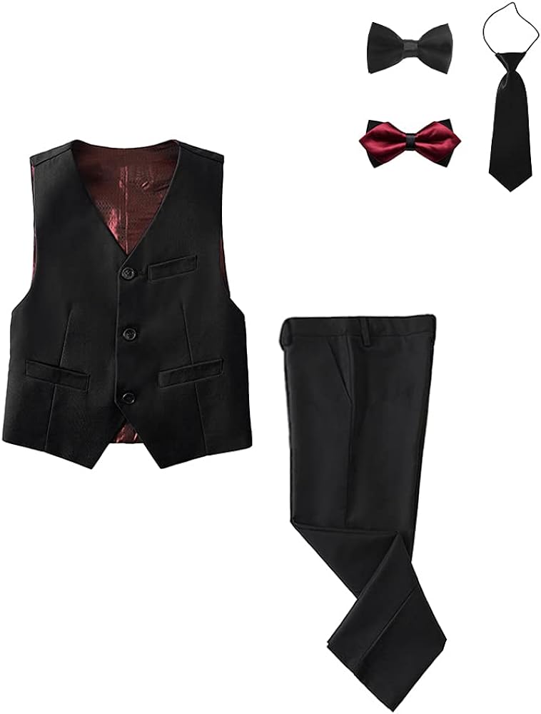 Boys Formal 5 Piece Suit Vest Pants Set