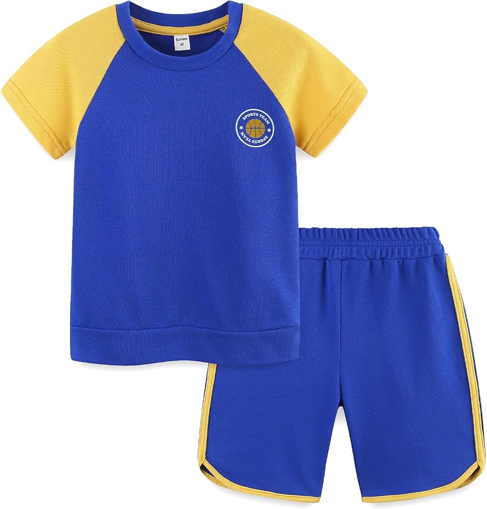 Bumeex Toddler Boys Sporty French Terry Short Sleeve Top and Short Set 2-8Y