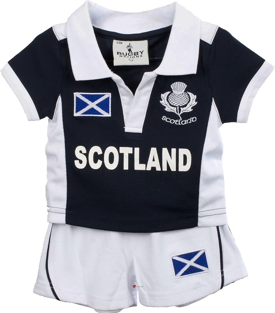 I Luv Ltd Kids Cool Scotland sports kit Top and Shorts Set Navy 2-3-years