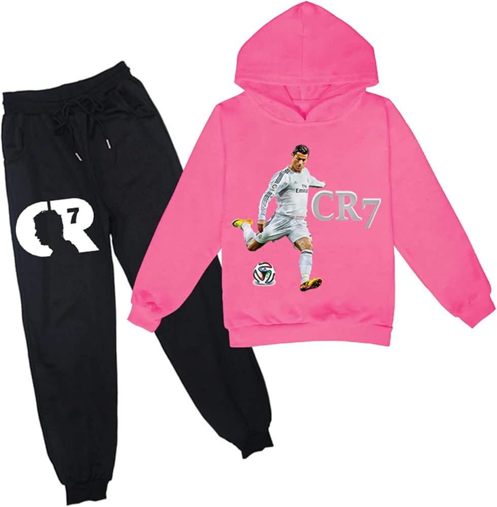 Child Boys Football Star Hoodie Outfits,CR7 Casual Sweatshirt + Jogging Pants Long Sleeve Hooded Tops