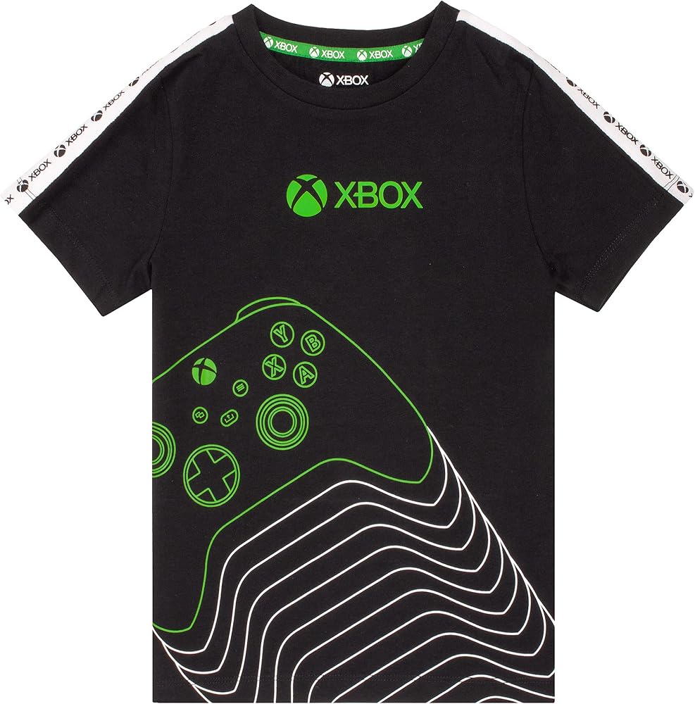 Xbox T-Shirt Boys Kids Green Black Game Controller Logo Clothing Top