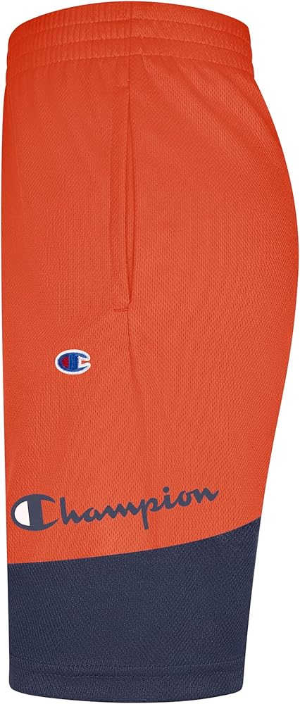 Champion Boys Hertiage Script Mesh Short (Crayon Orange/Navy, S)