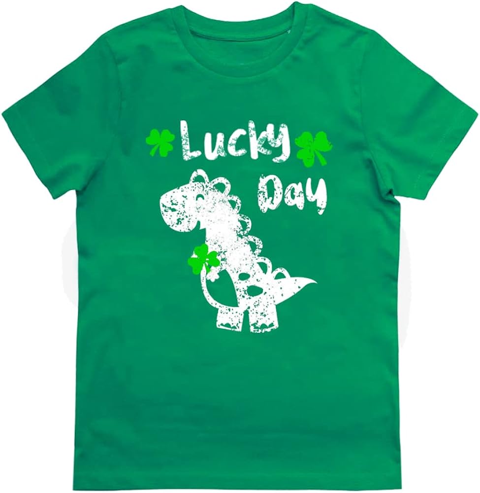 Boys St Patrick's Day T Shirt Kids Girls Short Sleeve Green Summer Tee Top Lucky Dinosaur 9-10 Years