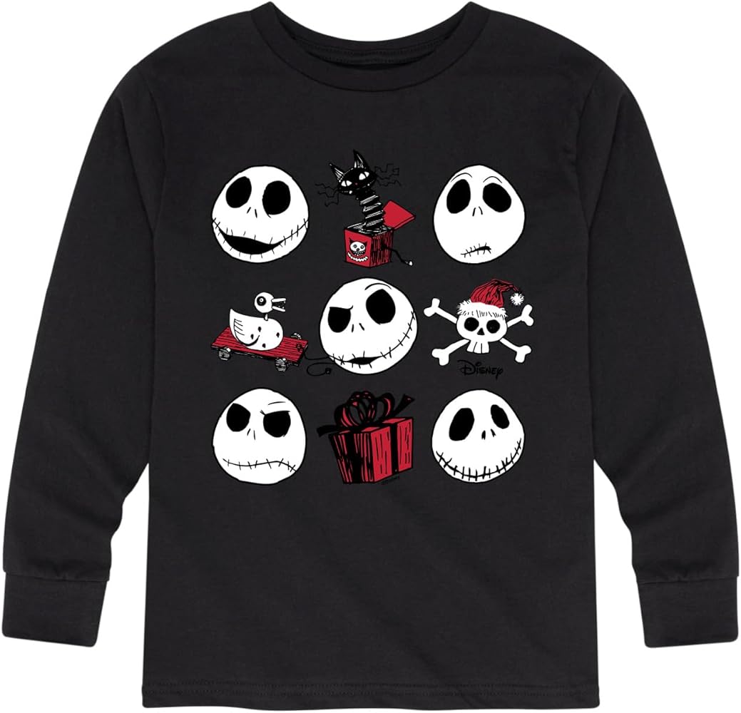 Disney The Nightmare Before Christmas - Jack Christmas Grid - Toddler and Youth Long Sleeve Graphic T-Shirt