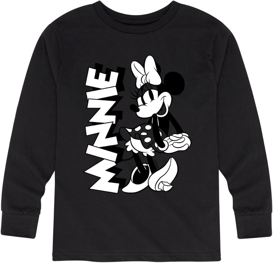 Disney Mickey & Friends - Minnie Black and White - Toddler and Youth Long Sleeve Graphic T-Shirt