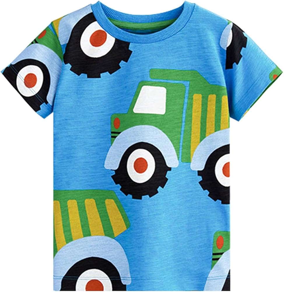 Toddler Boy Summer T Shirts Airplane Rainbow Graphic Round Neck Casual Tees Fashion Short Sleeve Tops Kids Summer Clothes