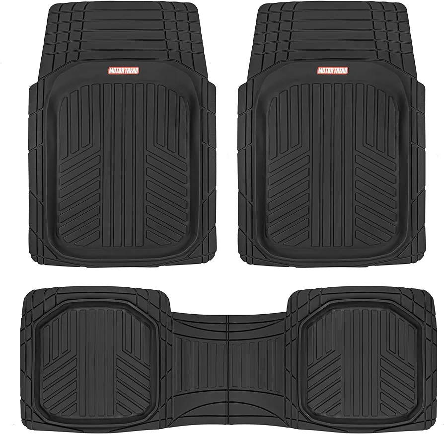 Motor Trend FlexToughXL Floor Mats for Cars Full Set, All-Weather Rubber Automotive Floor Mats, Waterproof Heavy Duty Car Mats, Flexible Floor Liners for Car Truck Van SUV, Car Floor Mats (Black)