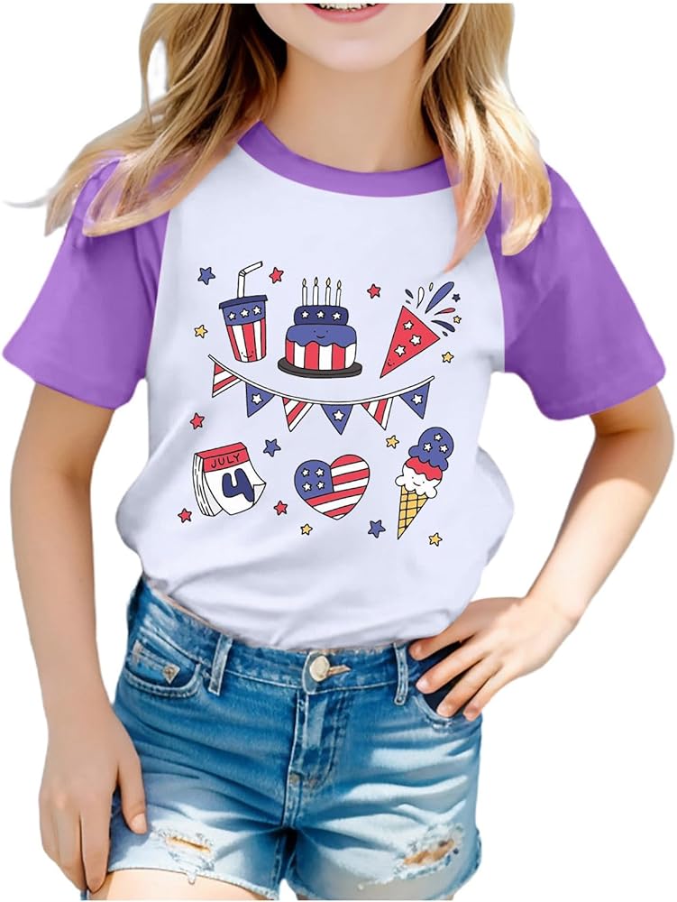 Toddler Boy Girl Fourth of July Shirt 3D Graphic Printed Tops Tee Cute Short Sleeve Crew Neck Tshirts for Kids Boys Girls,4Th of July Shirts for Boys,2T 4Th of July Shirt Boy