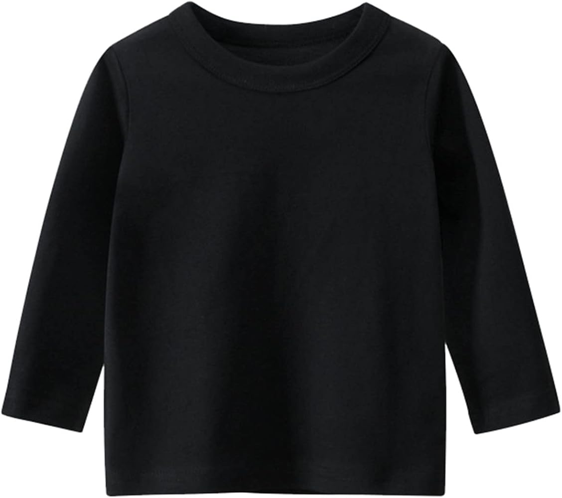 Boys Blank Tops Toddler Kids Girls Boys Long Sleeve Basic T Shirt Casual Tees Shirt Tops Solid Color Active Top